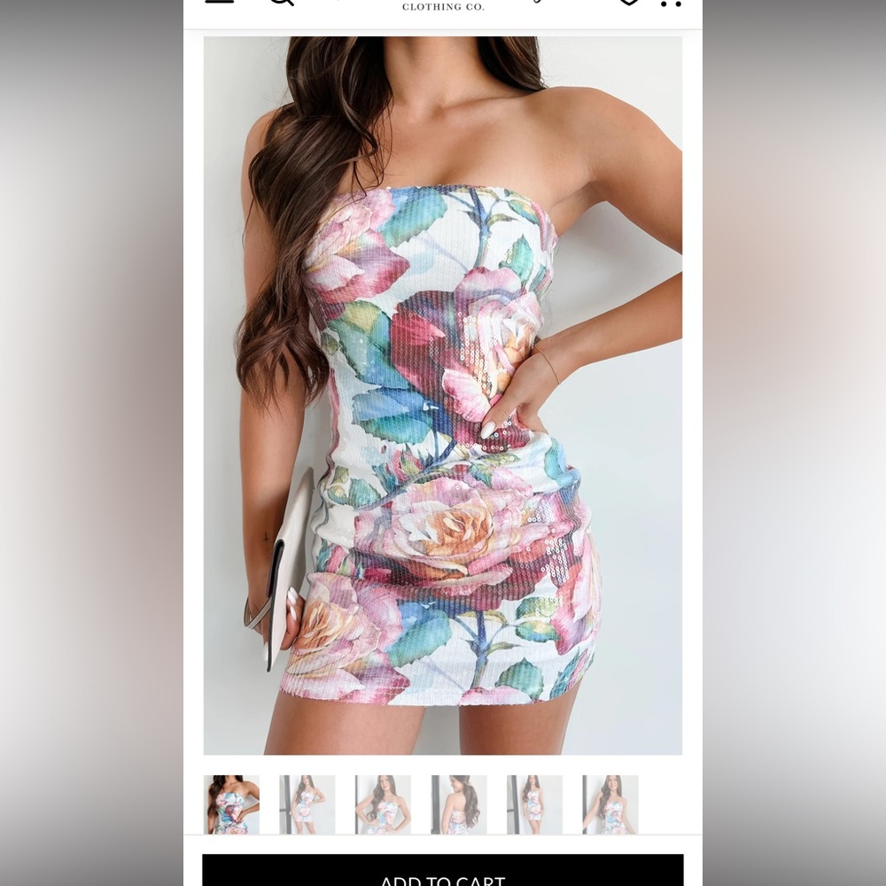 Nanamacs The Vintage Shop Pink and Orange Strapless Bodycon Dress